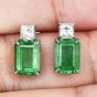 Estate Princess Cut Diamond Emerald Platinum Elegant Stud Earrings|DoverJewelry|