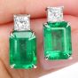 GIA Emerald Princess Cut Diamond Platinum Elegant Stud Earrings