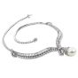 25.30cts Diamond South Sea Pearl Platinum Dangle Choker Necklace 