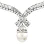 25.30cts Diamond South Sea Pearl Platinum Dangle Choker Necklace 