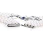 Vintage Diamond Sapphire Platinum Bow Pendant Multi Strand Pearl Necklace
