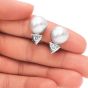  0.45 cts Diamond 12.5 mm Gray South Sea Pearl 18k White Stud Earrings