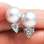 0.45 cts Diamond 12.5 mm Gray South Sea Pearl 18k White Stud Earrings