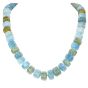 Estate Aquamarine Hexagon Beaded 18 Karat Hook Necklace 