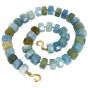 Estate Aquamarine Hexagon Beaded 18 Karat Hook Necklace 