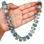 Estate Aquamarine Hexagon Beaded 18 Karat Hook Necklace 