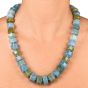 Estate Aquamarine Hexagon Beaded 18 Karat Hook Necklace 