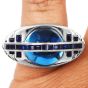 Estate Cabochon Topaz and Sapphire Galaxy Inspired Dome Ring 18 Karat Gold