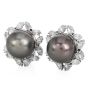Estate South Sea Pearl 6.00cts Floral Diamond Gold Earrings-Dover Jewelry