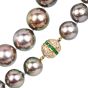 Estate Aubergine Pearl Diamond Emerald 18K Clasp Statement Necklace |Doverjewelry|
