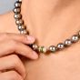 Estate Aubergine Pearl Diamond Emerald 18K Clasp Statement Necklace |Doverjewelry|