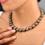 Estate Aubergine Pearl Diamond Emerald 18K Clasp Statement Necklace |Doverjewelry|
