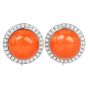 Vintage Redish Orange Coral diamond 18K Gold Clip Earrings |Dover Jewelry|