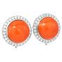 Vintage Red Coral diamond 18K Gold Clip Earrings |Dover Jewelry|