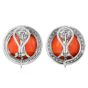 Vintage Red Coral diamond 18K Gold Clip Earrings |Dover Jewelry|