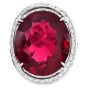 GIA 30.15 Carats Rubellite Tourmaline & Diamond Statement Ring