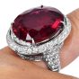 GIA 30.15 Carats Rubellite Tourmaline & Diamond Statement Ring