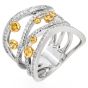 Contemporary 18K Two-Tone Diamond Wide Wave Statement Ring|Dover Jewelry|