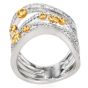 Contemporary 18K Two-Tone Diamond Wide Wave Statement Ring|Dover Jewelry|