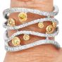 Contemporary 18K Two-Tone Diamond Wide Wave Statement Ring|Dover Jewelry|
