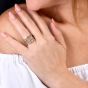 Contemporary 18K Two-Tone Diamond Wide Wave Statement Ring|Dover Jewelry|