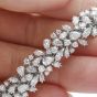 Estate Diamond 18K Gold Elegant Cluster Floral Links Bracelet