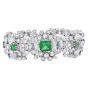 Vintage Diamond Colombian Emerald Platinum Flower Link Bracelet