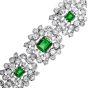 Vintage Diamond Colombian Emerald Platinum Flower Link Bracelet