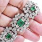 Vintage Diamond Colombian Emerald Platinum Flower Link Bracelet