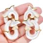 Angela Cummings Mother-of-Pearl Floral 18K Gold Link Drop Earrings