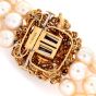David Webb Diamond Pearl 18K Yellow Gold Flower Clasp Triple Strand Necklace