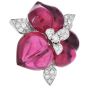 Estate Sugarloaf Carved Tourmaline Diamond 18K Brooch Pin-Dover Jewelry