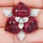 Estate Sugarloaf Carved Tourmaline Diamond 18K Brooch Pin-Dover Jewelry