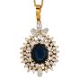 Sapphire Diamond 18K Gold Halo Pendant|Dover Jewelry|