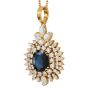 Sapphire Diamond 18K Gold Halo Pendant|Dover Jewelry|