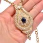 Estate 7.80cts Diamond Sapphire 18k Pendant Necklace