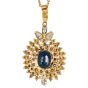 Sapphire Diamond 18K Gold Halo Pendant|Dover Jewelry|