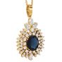 Sapphire Diamond 18K Gold Halo Pendant|Dover Jewelry|