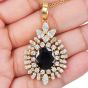 Sapphire Diamond 18K Gold Halo Pendant|Dover Jewelry|