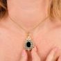 Sapphire Diamond 18K Gold Halo Pendant|Dover Jewelry|