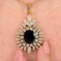 Sapphire Diamond 18K Gold Halo Pendant|Dover Jewelry|