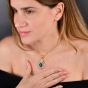 Sapphire Diamond 18K Gold Halo Pendant|Dover Jewelry|