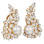 10.00 carats Diamond Pearl 18K Gold Climber Cocktail Earrings|Dover Jewelry|