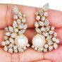 10.00 carats Diamond Pearl 18K Gold Climber Cocktail Earrings|Dover Jewelry|