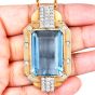 Vintage Aquamarine 49.80carat Diamond 14K Gold Pendant Enhancer
