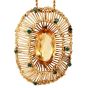 Vintage Retro Citrine 35.70cts Emerald 14K Gold Brooch Pendant