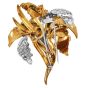 Vintage Italian Enamel  6.25cts Diamond 18K Gold Lily Brooch