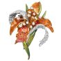 Vintage Italian Enamel  6.25cts Diamond 18K Gold Lily Brooch