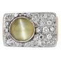 Vintage Cat's Eye Diamond 18K Gold Signet Men Ring