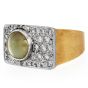 Vintage Cat's Eye Diamond 18K Gold Signet Men Ring
